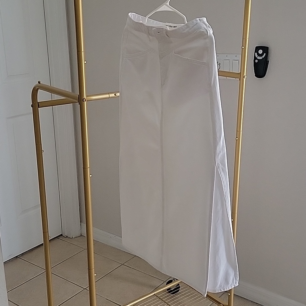 We the Free White Denin Maxi Skirt